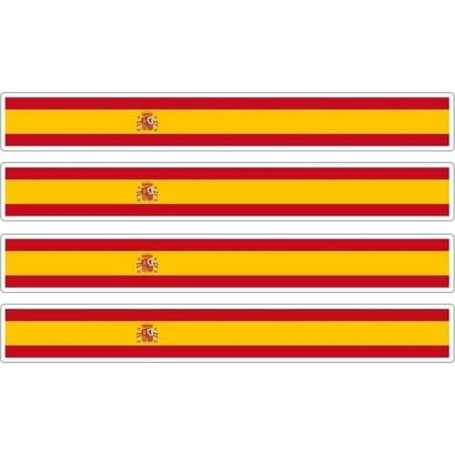 SZWL 4 X Spain Car Stickers Car Stripe Motorcycle Racing Flag Sticker Waterproof Car Decal Accessories Bike Moto Tuning,13cm*2cm