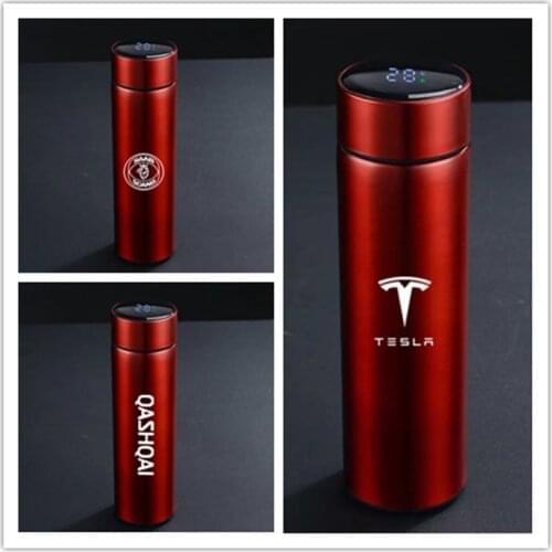 500ml Intelligent Thermos Display Customize Logo Stainless Steel Vacuum Water Cup For kia seat opel Dodge Renault Hyundai Skoda