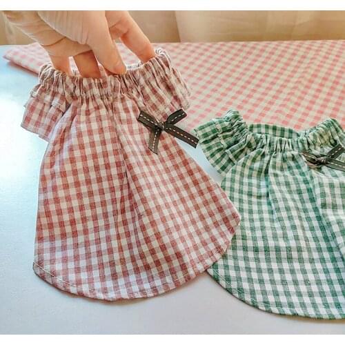 Spring/summer Thin Dog Clothes Small Dog Lovers Poodle Bichon Pomeranian Chihuahua Plaid Shirt Sleeve Dog Skirts Dresses