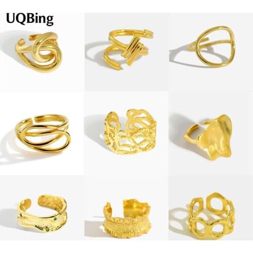 Vintage Mix Design 925 Sterling Silver Bowknot Twist Gold Color Finger Open Rings Women Simple Jewelry Gifts
