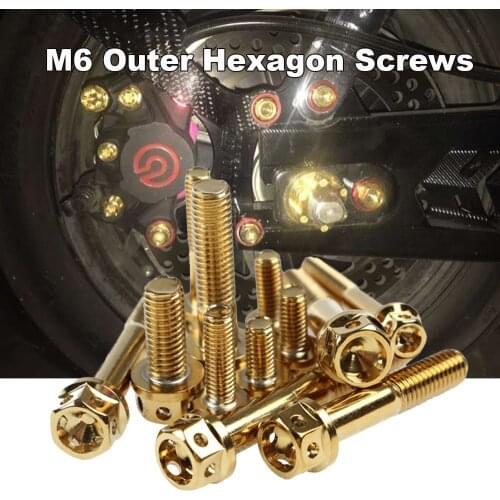 M6*10/15/20/25/30/35/45/45/50/55mm Hexagon Motorcycle 304 Stainless Steel Bolts Screw Gold Hexagon Socket Head Screws