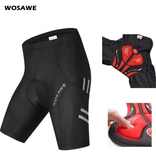 WOSAWE 5D Padded Cycling Shorts Shockproof MTB Bicycle Shorts Road Bike Shorts Tights Anti Slip Shorts Black M-3XL