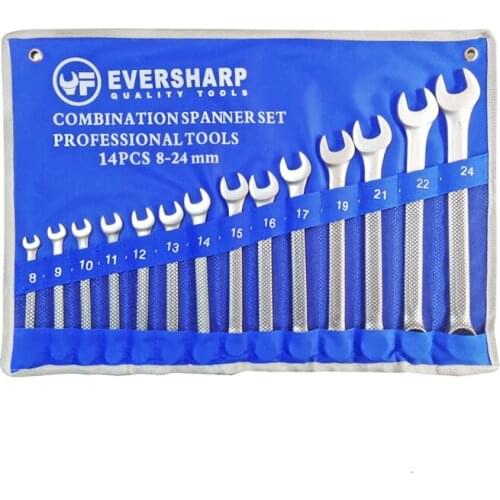 YOFE 14pcs/set 8-24mm Metal Ring Open End Combination Wrench High Quality Universal Quick Spanner Wrench Set Auto Repair Tools