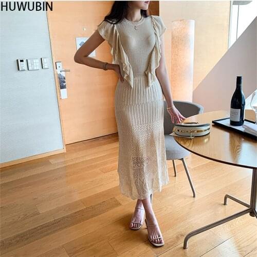 Womens Summer New Round Neck Japanese Lovely Solid Color Pleated Hollow Out Sleeveless Korean Avant-Garde Fashion Elegant Dress