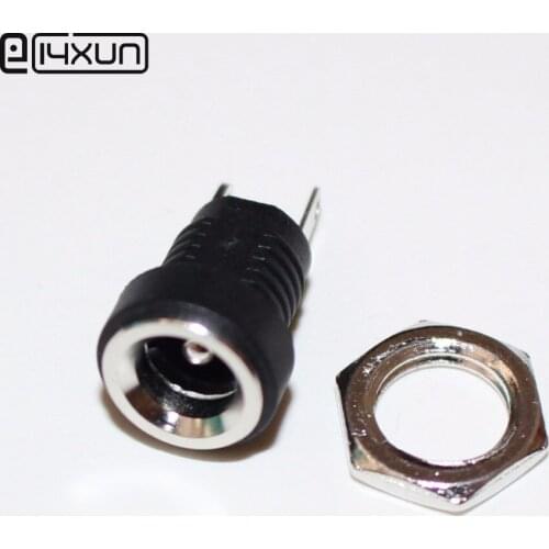 10pcs/lot Copper 5.5mm x 2.1mm DC Power Jack Socket Female Panel Mount plug 3A plug 2 Pin Soldering