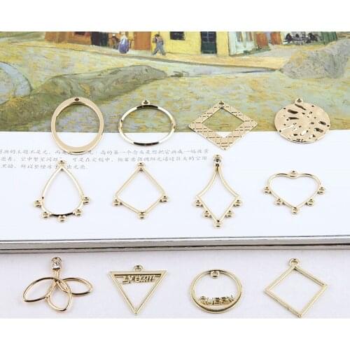 10pcs New Fashion Alloy Simple Geometric Hollow Ring Drop Love Triangle Earrings For Women Material Diy Jewelry Accessories