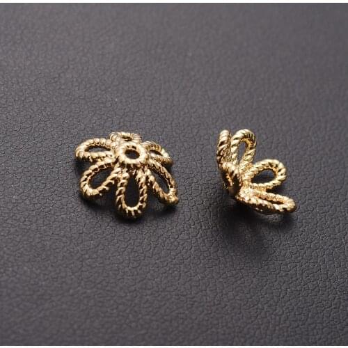 15pc/Lot 18K Real Gold Plated Floral Bead Cap Collection, Metal Beads Cap for Necklace and Bracelet Eardrop Beads Jewelry Making