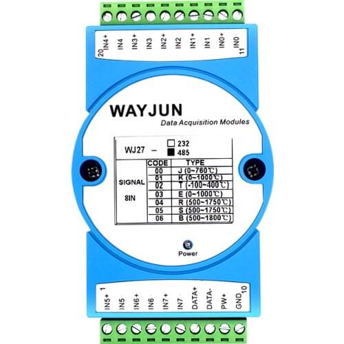 8-channel thermocouple temperature signal to RS-485/232, remote Modbus acquisition module WJ27