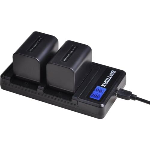 2Pcs 2500mAh NP-FV70 NP FV70 Battery + LCD Dual USB Charger for Sony NP-FV70 NP-FV90 NP-FV100 FV120 HDR-SR68 DCR-SX85 DCR-S
