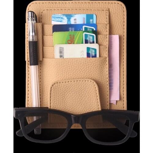 CAR-partment Glasses Clip Catcher Leather Car Sun Visor Multi Pocket Storage Organizer 2017 NEW High Quality