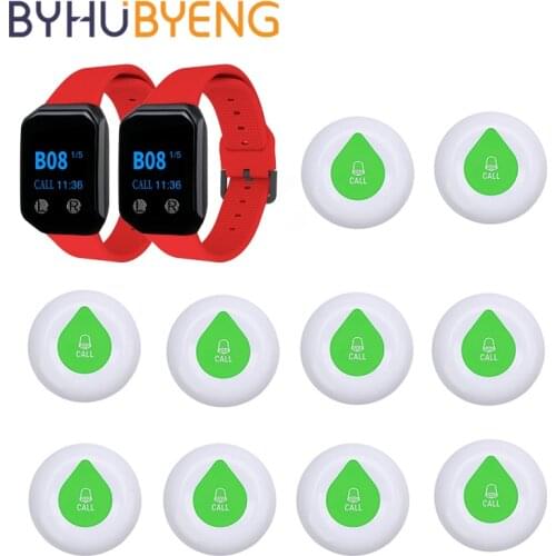 BYHUBYENG Watch Buttons Wireless Wrist Watch Call System Caregiver Pager Nurse Calling Alert For Elderly Patient Relogio Digital