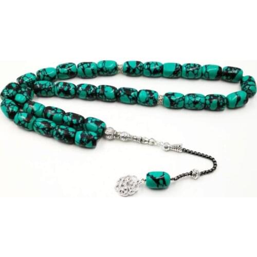 Tasbih Green Turquoise Big Size Afghan gem jewelry Fashion muslim 33 rosary beads Bracelet islamic ramadan eid gift