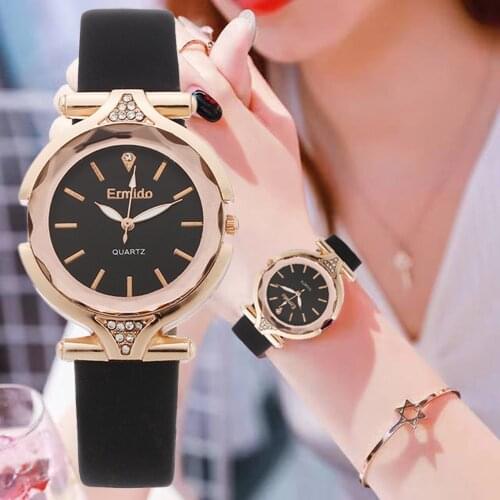 Womens Fashion Watches Trend Style Ladies Quartz Wristwatches With Simple Diamond Dial Casual Woman Leather Clock Reloj Mujer
