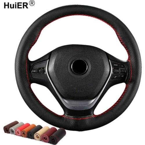 8 Style Car Steering Wheel Cover Hand Sewing Volant Braid on the steering-wheel Funda Volante 37-38 CM M Size Auto Car Styling
