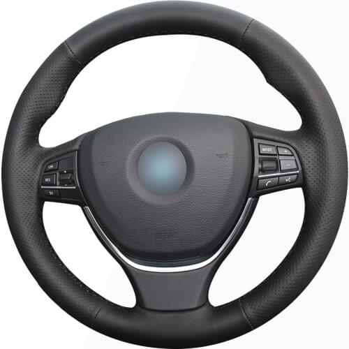 Black Natural Leather Car Steering Wheel Cover for BMW F10 2014 520i 528i 2013 2014 730Li 740Li 750Li