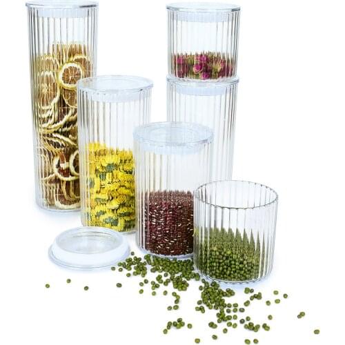 Stripe cylindrical Transparent Airtight box Silicone sealing ring Multigrain Sealed Food Storage Container Plastic Refrigerator