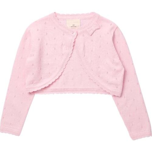Kids Baby Girls Knitted Cardigan Long Sleeve Cotton Bolero Jacket Cropped Cardigan Shrug Sweater Coat For Wedding Party Dress
