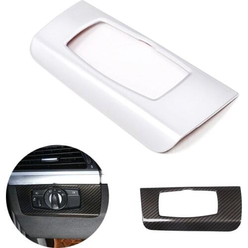 For BMW X5 X6 E70 E71 2007 - 2013 Car Interior Headlight Switch Frame Carbon Fiber Texture Cover Decor