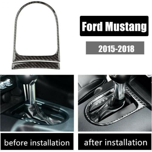 For Ford Mustang 15-18 Carbon Fiber Car Gear Decorative Frame Cover Trim Sticker
