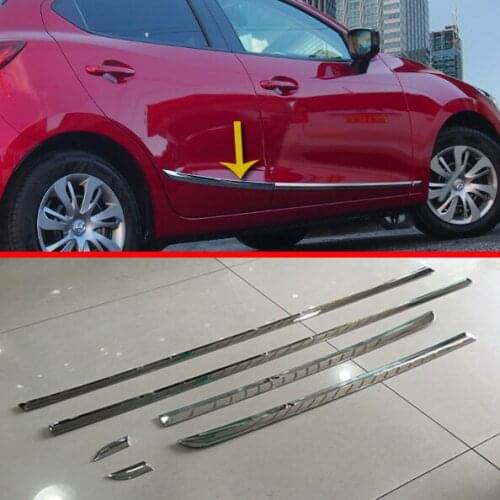 For Mazda 2 Demio DJ DL 2015 2016 2017 ABS Chrome Car Decoration Side Door Line Garnish Body Molding Moulding Trim
