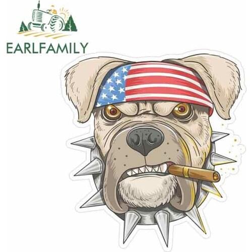 EARLFAMILY 13cm x 11.9cm For USA Merica Flag Patriot Biker Dog Vinyl Graphic Decal Creative Stickers Suitable For GTR