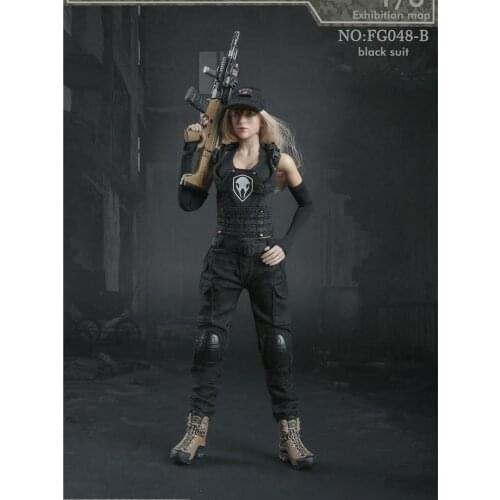 Fire Girl Toys 1:6 Woman Gunner Black Tactical Clothing Suit FG048B F 12'' Action Figure Clothes Accessories