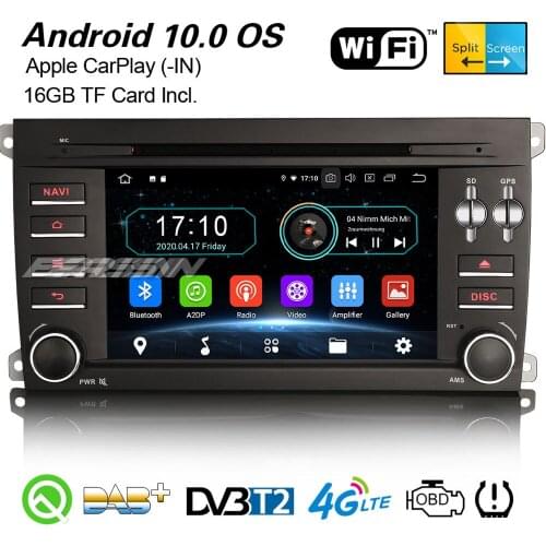 Erisin 5914 Android 10.0 Autoradio Navi Car Stereo CarPlay DAB+ WiFi Bluetooth CD DVB-T2 Canbus OBD2 DVR GPS For Porsche Cayenne