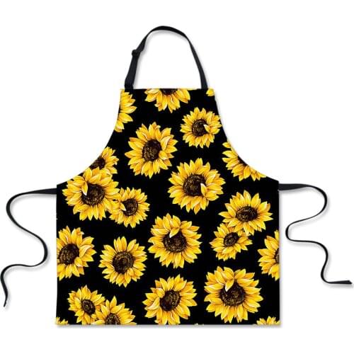 Colorful Sunflowers Print Home Kitchen Apron Women Apron Kitchen Restaurant Bib Cooking Aprons 75*67cm Custom Baking Accessories