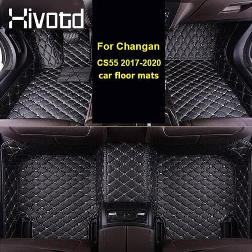 Hivotd Floor Mat PU Leather Carpet Anti-Dirty Pad Interior Accessories Protection Car Styling Parts For Changan CS55 2017-2020