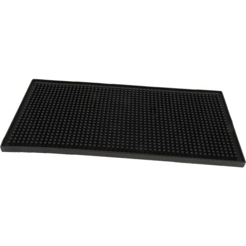 Black Rubber Bar Mat - Bar Service Spill Mat - Waterproof Dish Drying Mat - 24 x 12 inch