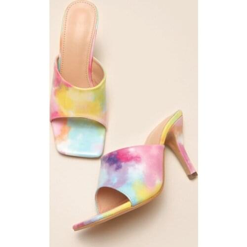 Fashion Rainbow Color Sandals Slippers Women Ladies Shoes High Heel Sandals Plus Size Sandals Women CGB