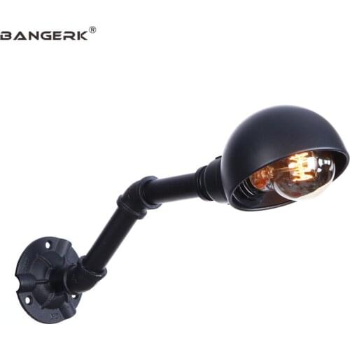 Black Iron Water Pipe Wall Light Retro Loft Decor LED Wall Lamp Industrial Edison Wall Sconce Bedside Home Lighting Luminaire