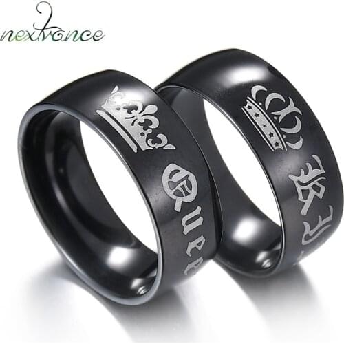 Nextvance Titanium Crown King Queen Couple Ring Romantic Round Engagement Wedding Rings For Women Men Promise Jewelry