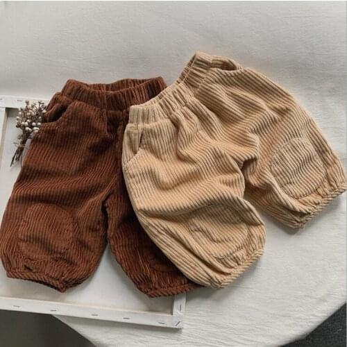 2021 new girls boys corduroy long pants cotton autumn cool kids printed pants