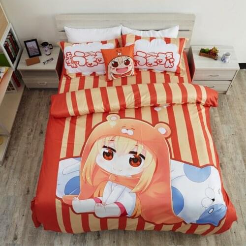 New Anime Cartoon Doma Umaru Quilt Cover Soft Printed Bedding Set With Pillow Cases Bed Sheet Duvet Cover Set 4pc No.CP151202