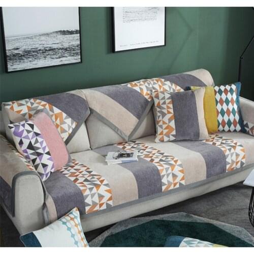 New Chenille sofa cushion cover fabric Hot four seasons universal slip simple modern back veneer cushion towel mat living room