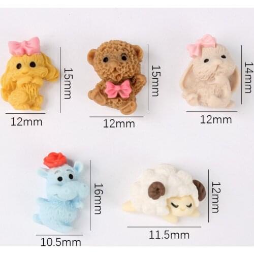 Resin 20/50pcs High Quality Cute Animal hippo and sheep Nail Art Accessories 3D DIY Phone Case Hairclip Nail Decoration