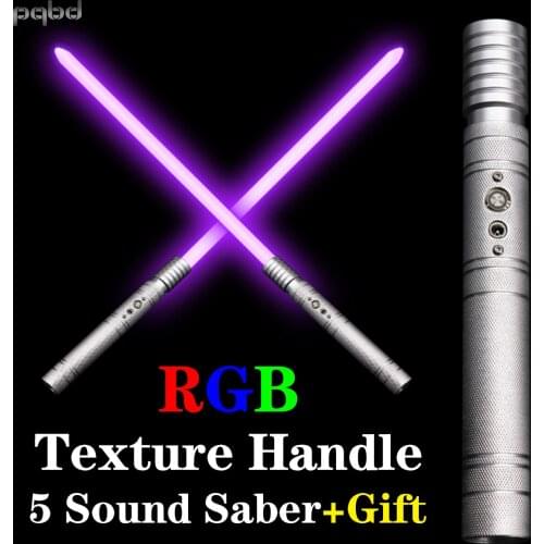 Pqbd Texture Handle Light Saber 5 Heavy Dueling Sound Lightsaber RGB 11 Changing Color FOC Blaster Children Cosplay Toy Gift