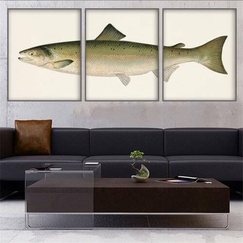 Print Largemouth Bass Fish Vintage Poster Set Of 3 Whale Art Print Whale Triptych Bathroom Wall Art Wall Painting