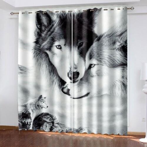 Luxury Blackout 3D Window Curtains For Living Room Bedroom black and grey animal curtains personality curtains