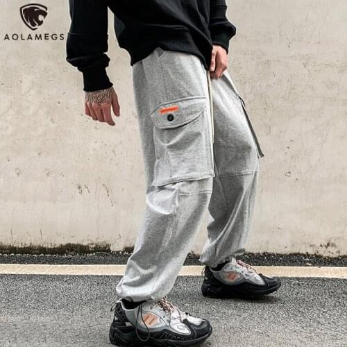 Aolamegs Pants Men Streetwear Hip hop Joggers Pants Loose Casual Trousers Drawstring Pocket Sweatpants 2021 Autumn Mens Pants