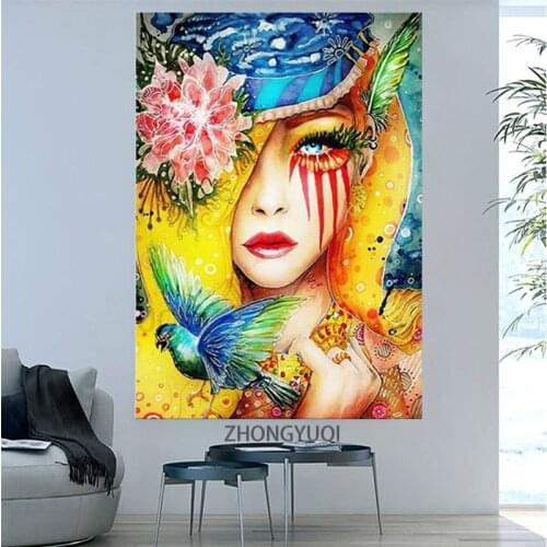 Modern Abstract Art Beauty and Bird Posters and Prints Canvas Paintings Wall Art Pictures for Living Room Decor
