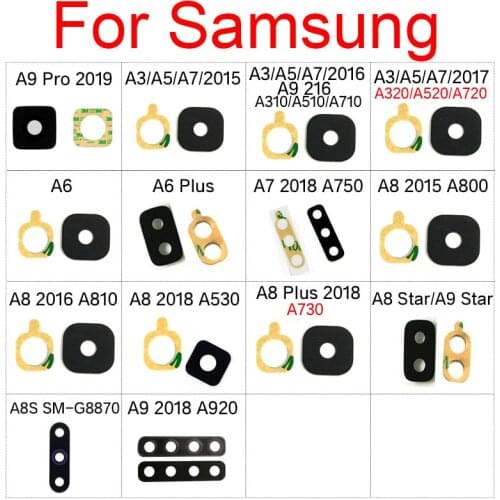 2pcs Back Rear Camera Glass Lens For Samsung A3 A5 A7 A6 A7 A8 SM-G8870 A9 Pro Plus Star 2015 2016 2017 2018 2019 A920 A730 A530