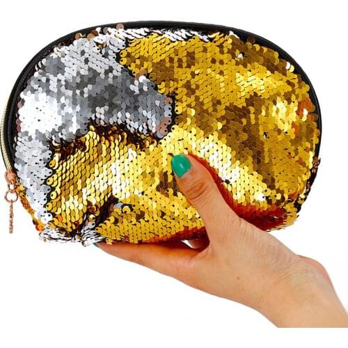 New Fashion Women Sequin Cosmetic Bags Lady bags Shell clutch Makeup storage bag Mermaid Sequin Dinner Package