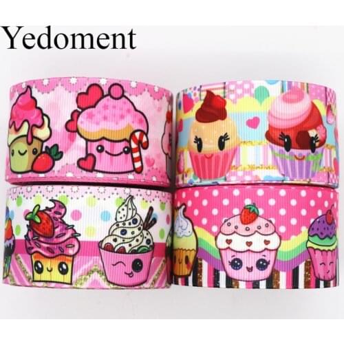 10 Yards 1.5'' 38MM/3" 75MM Cake Printed Grosgrain Ribbons For Hair Bows DIY Handmade Materials Y19081603