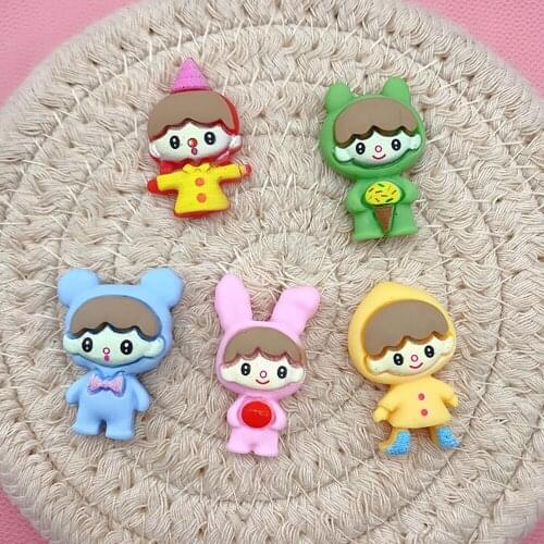 6pcs Resin Cartoon 5TYPE Little Boy Jewelry Decoration Croc Handmade Finding Glue Set Fridge Decorate Accessory