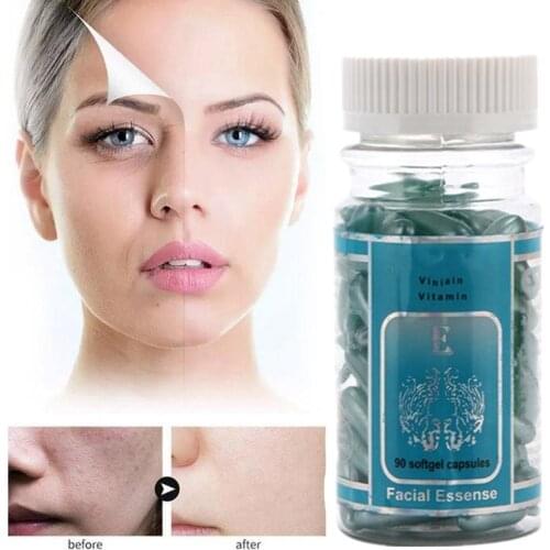 90 Pcs Aloe Vera Vitamin E Serum Face Care Capsule Cream Repair Ance Scar Anti Aging Moisturizing Whiten Brighten Skin