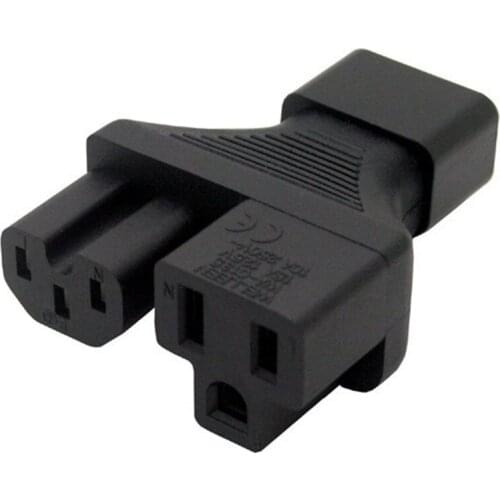 IEC 320 C14 male to Nema 5-15R +C15 Power adapter C14 to US femlae & C13 Y split power adapter AC PLUG CONVERTER