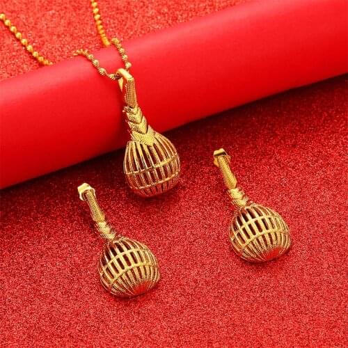 African Wedding Jewelry Sets for Women Ethiopian Pendant Necklaces Earrings Middle Eastern Arab Jewelry Set