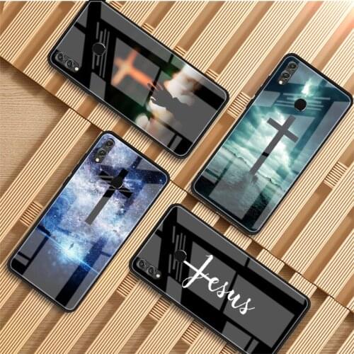 Jesus Cross Tempered Glass Phone Case For Huawei P20 P30 P40 P40 Lite Pro Psmart Mate 20 30 Cover Shell